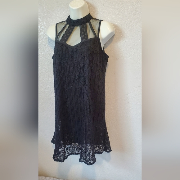 💚5/$25 Speechless Black Lace & Mesh Mini Cocktail Dress Size XS - Picture 3 of 6